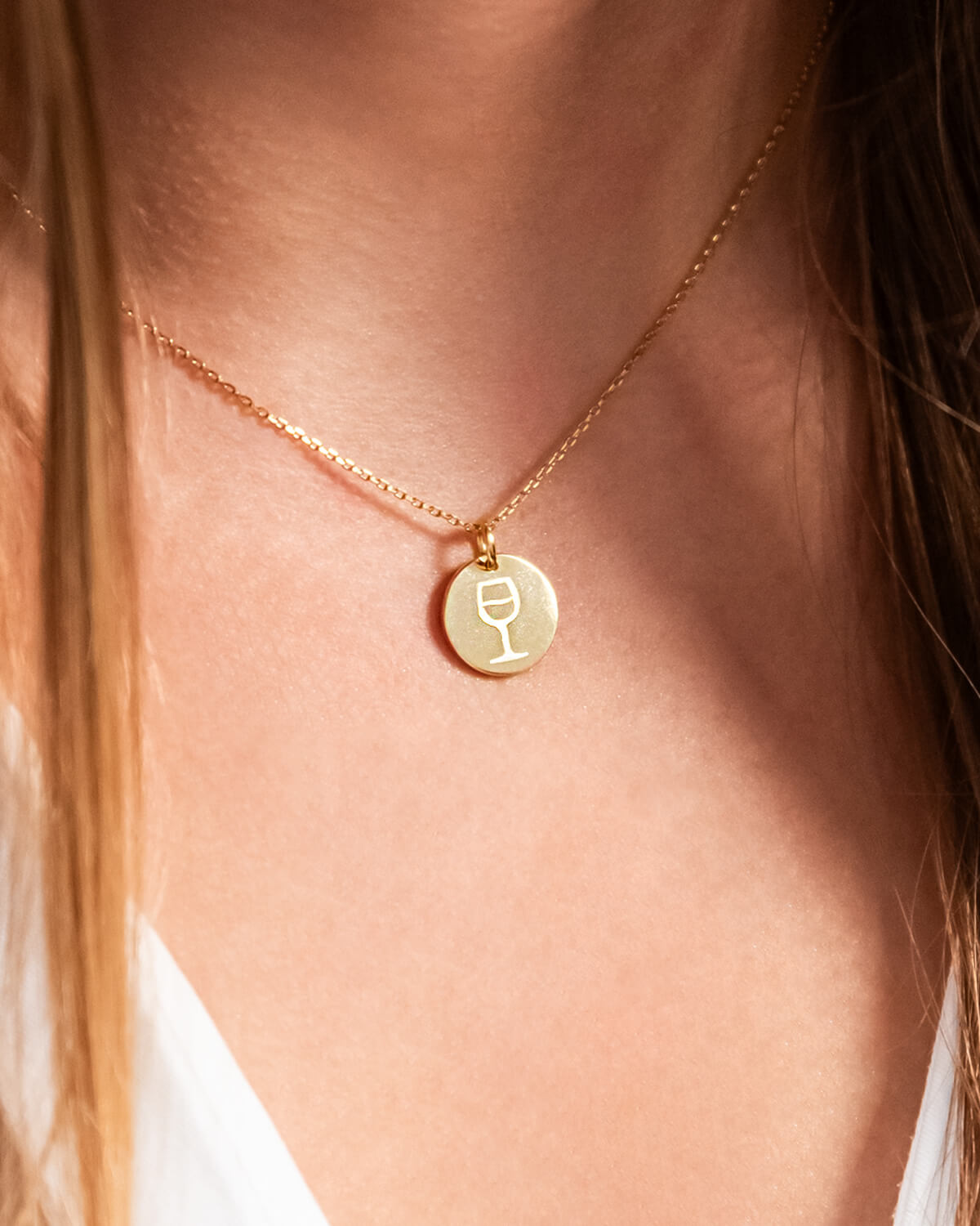 Weinglas - Halskette Gold mit Karte Halskette Visual Statements®