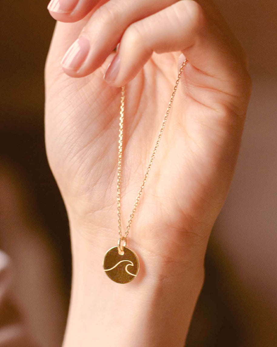 Wellen - Halskette Gold mit Karte