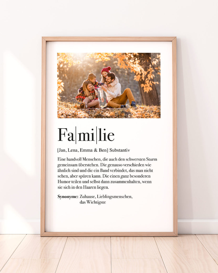 Definition Familie - Foto-Poster