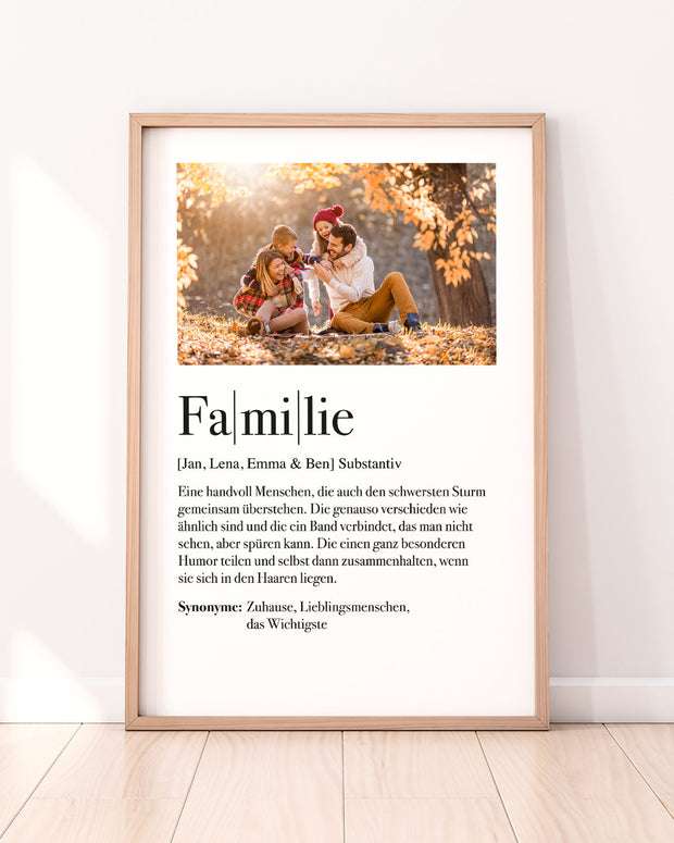 Definition Familie - Foto-Poster