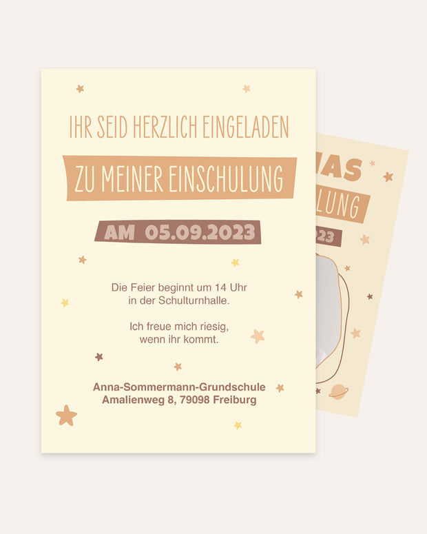 Einladungskarte zur Einschulung mit Foto Postkarte Lieblingsmensch®