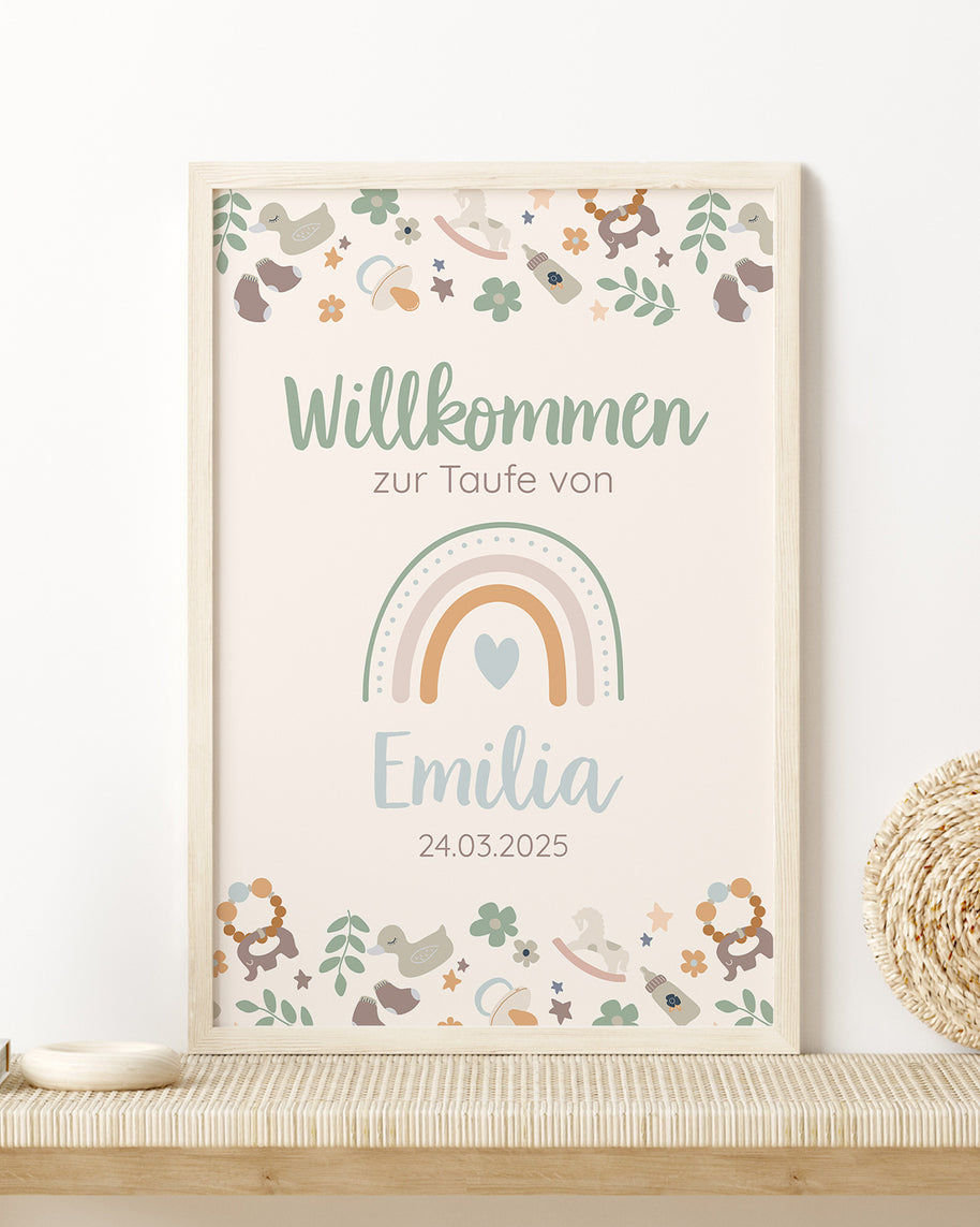 Boho - Willkommensschild zur Taufe Poster Lieblingsmensch®