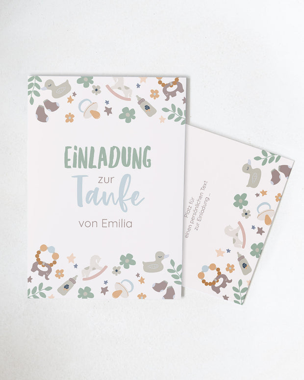 Boho - Einladungskarte zur Taufe Grußkarte lalelove