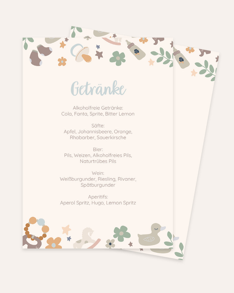 Boho - Menükarte zur Taufe Grußkarte Lieblingsmensch®