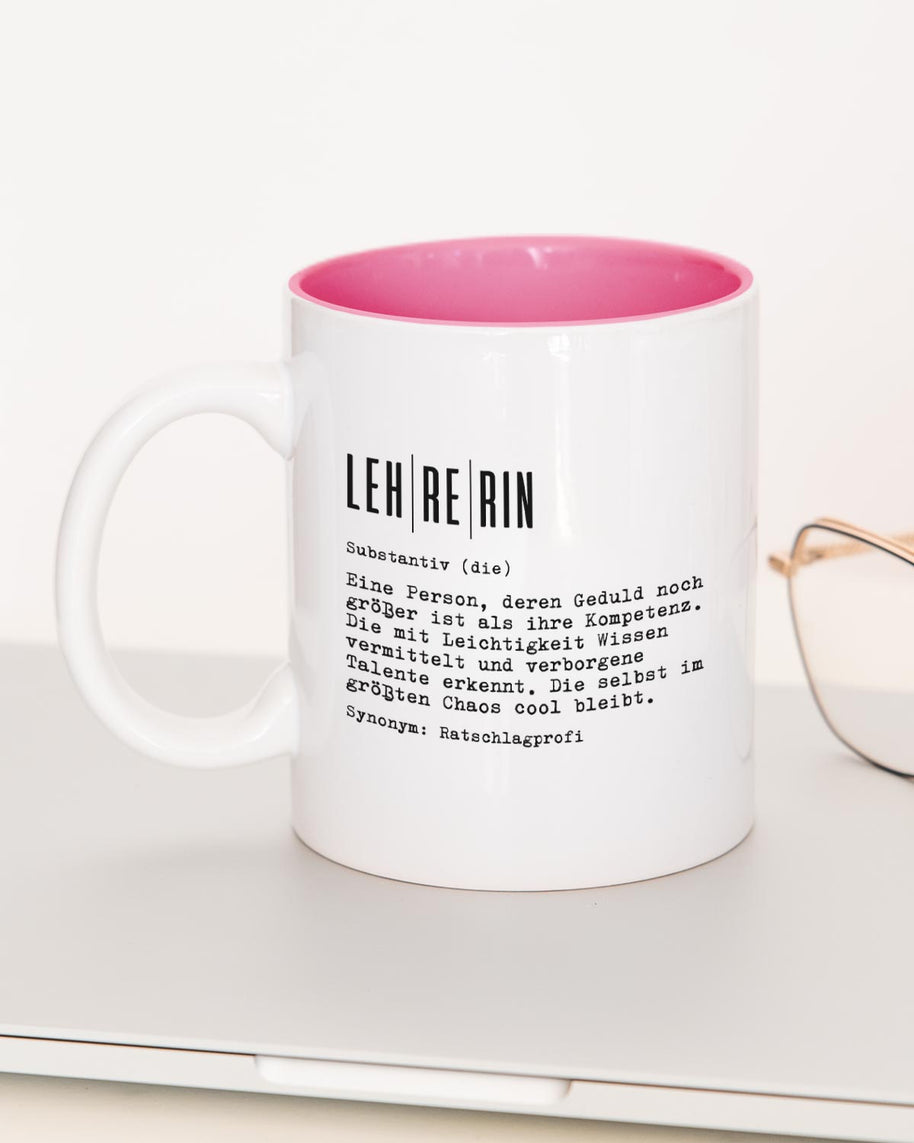 Definition Lehrer/in - Tasse Lehrerin Pink Tasse Lieblingskollegen®
