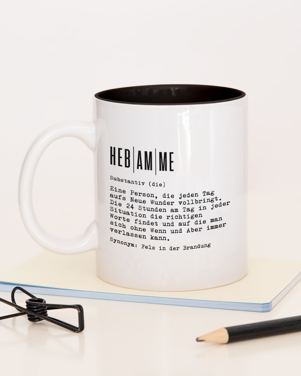 Definition Hebamme - Tasse Schwarz Tasse Lieblingskollegen®