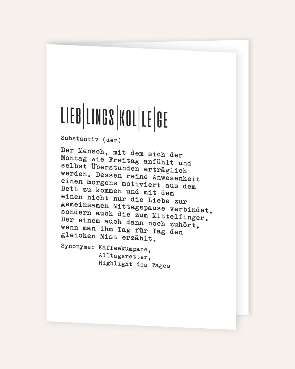 Definition Lieblingskollege - Grußkarte Grußkarte Lieblingskollegen®