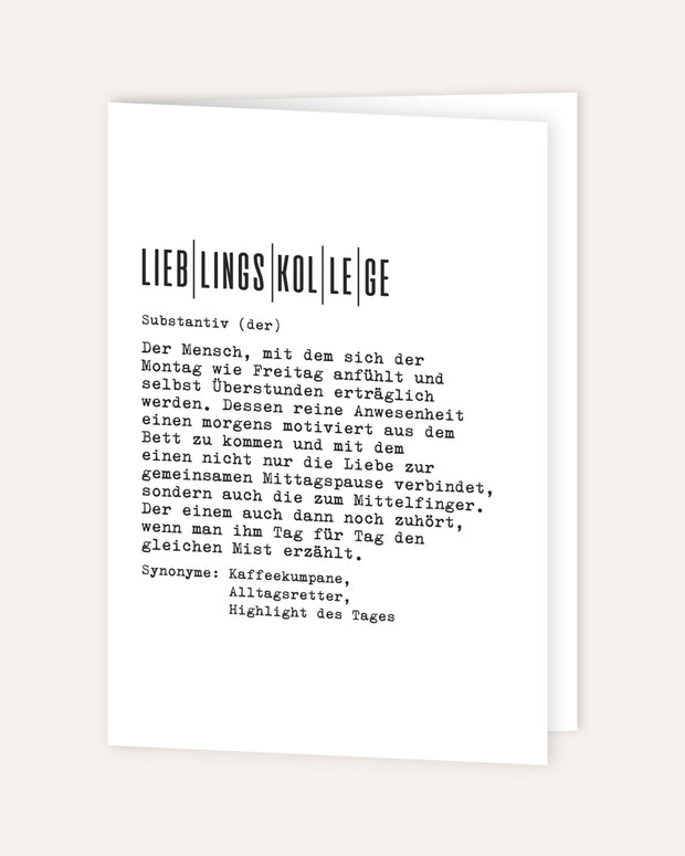 Definition Lieblingskollege - Grußkarte