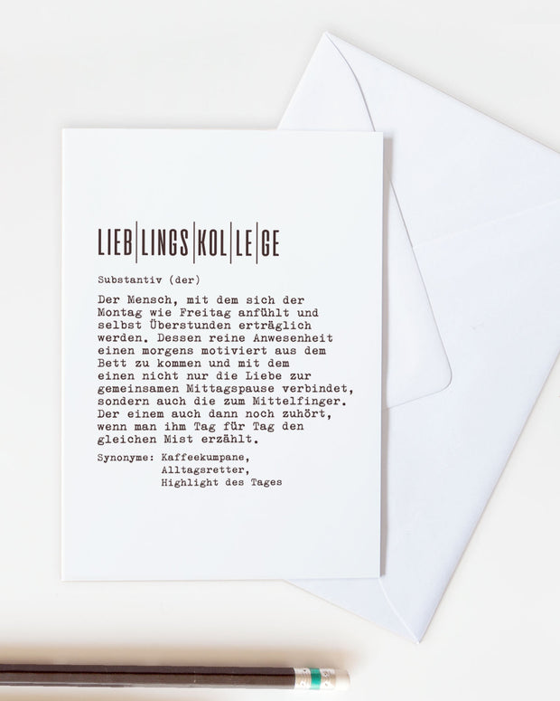 Definition Lieblingskollege - Grußkarte