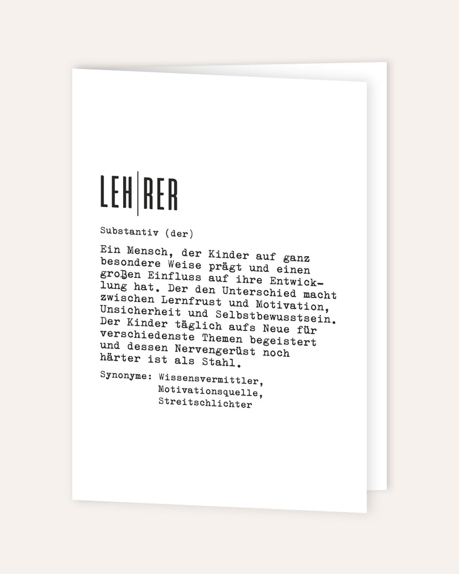 Definition Lehrer - Grußkarte
