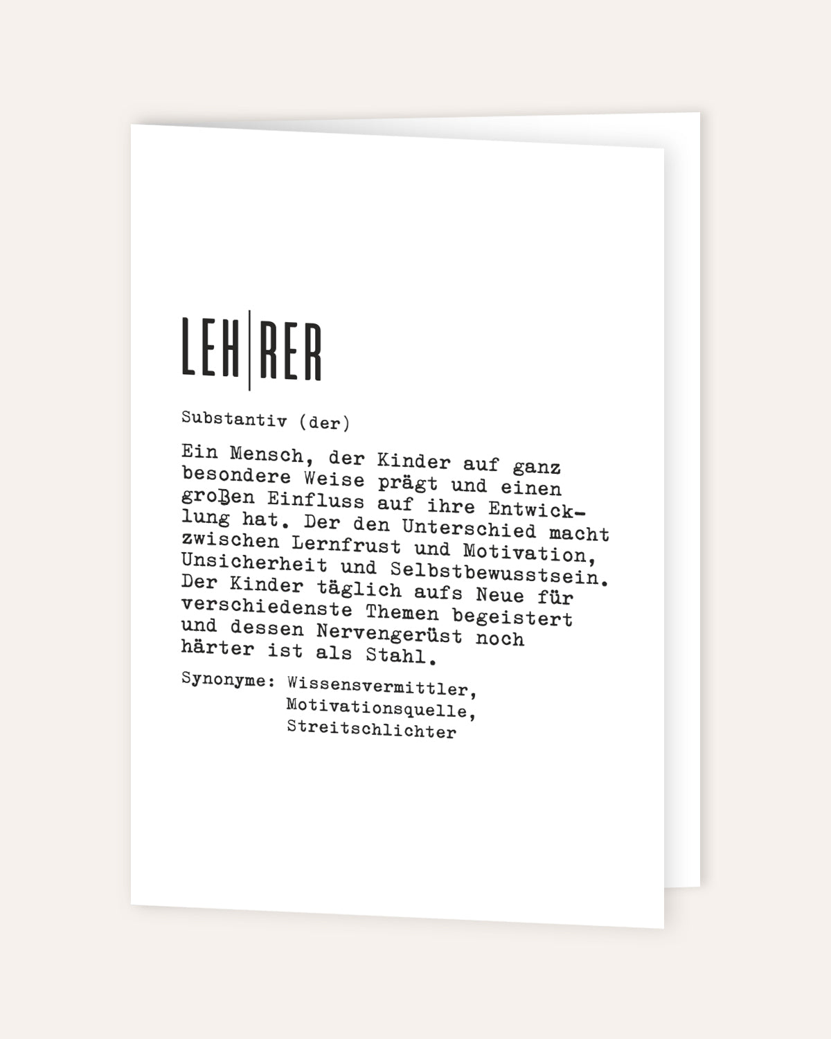Definition Lehrer - Grußkarte Grußkarte Lieblingskollegen®