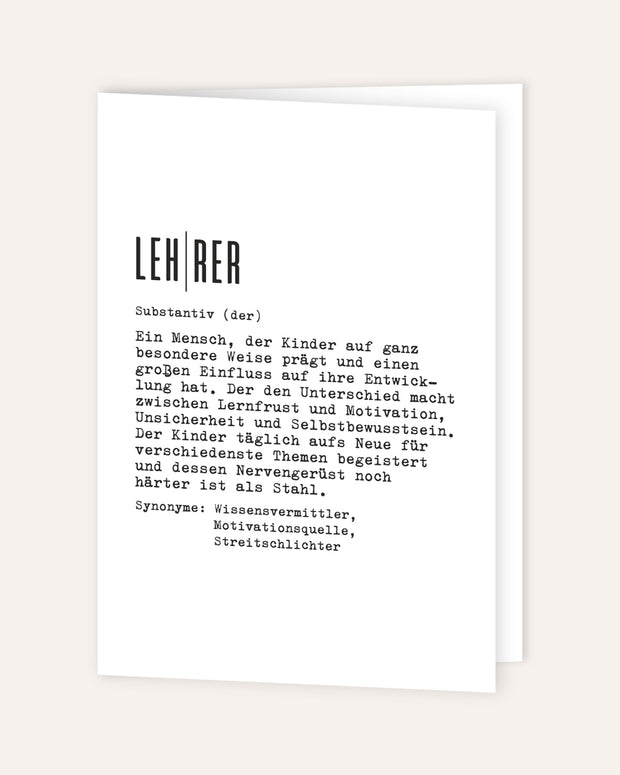 Definition Lehrer - Grußkarte