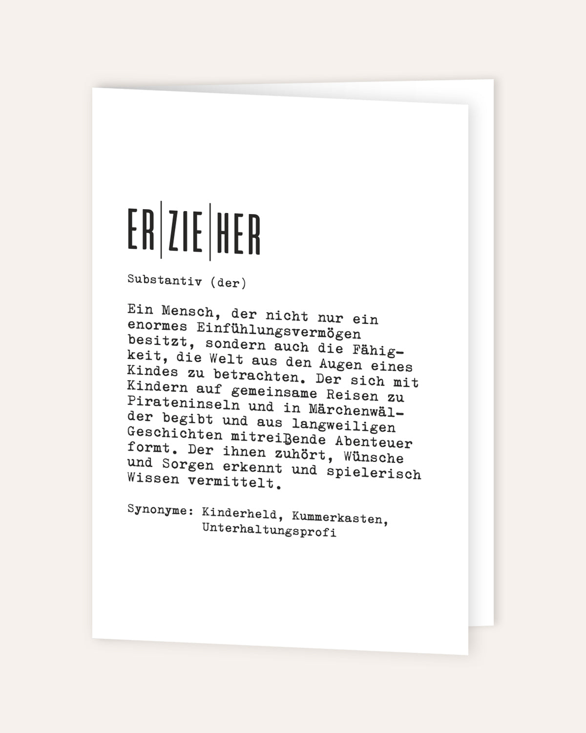 Definition Erzieher - Grußkarte Grußkarte Lieblingskollegen®