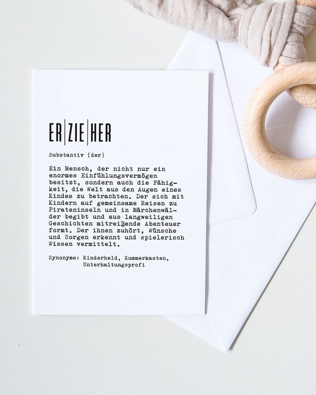 Definition Erzieher - Grußkarte Grußkarte Lieblingskollegen