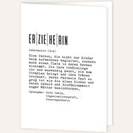 Definition Erzieherin - Grußkarte