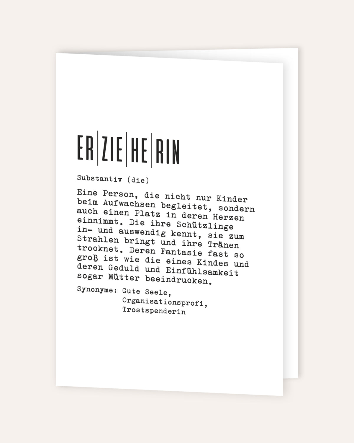 Definition Erzieherin - Grußkarte Grußkarte Lieblingskollegen®