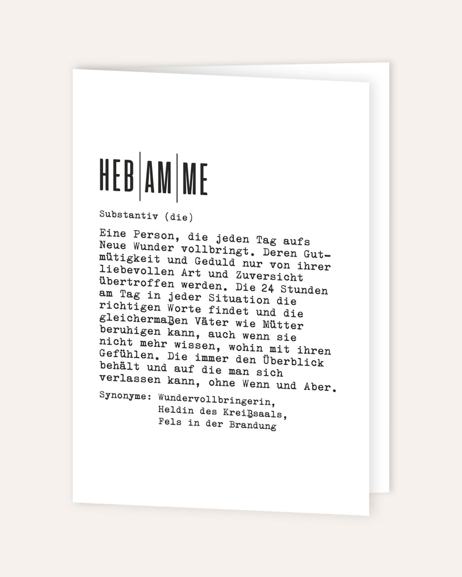 Definition Hebamme - Grußkarte