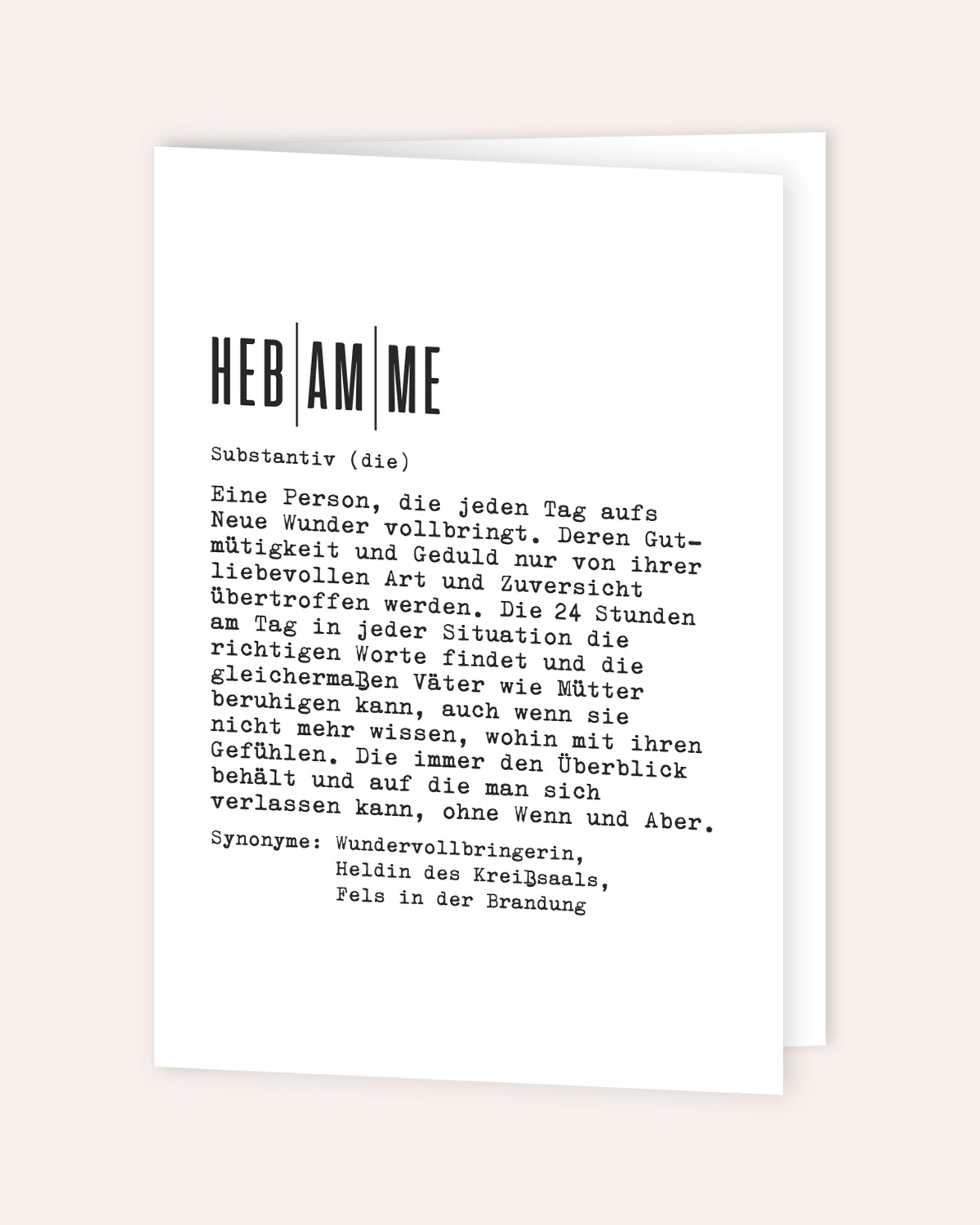 Definition Hebamme - Grußkarte Grußkarte Lieblingskollegen®