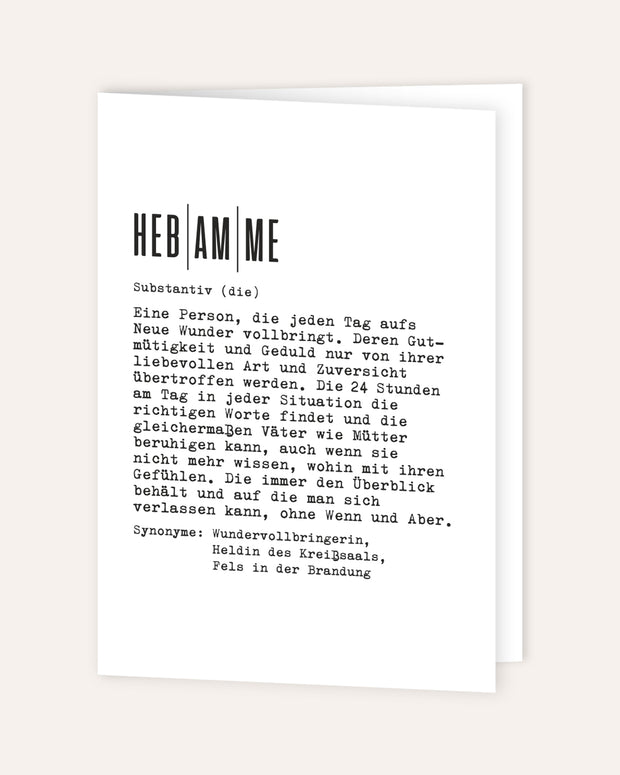 Definition Hebamme - Grußkarte