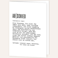 Definition Abschied - Grußkarte