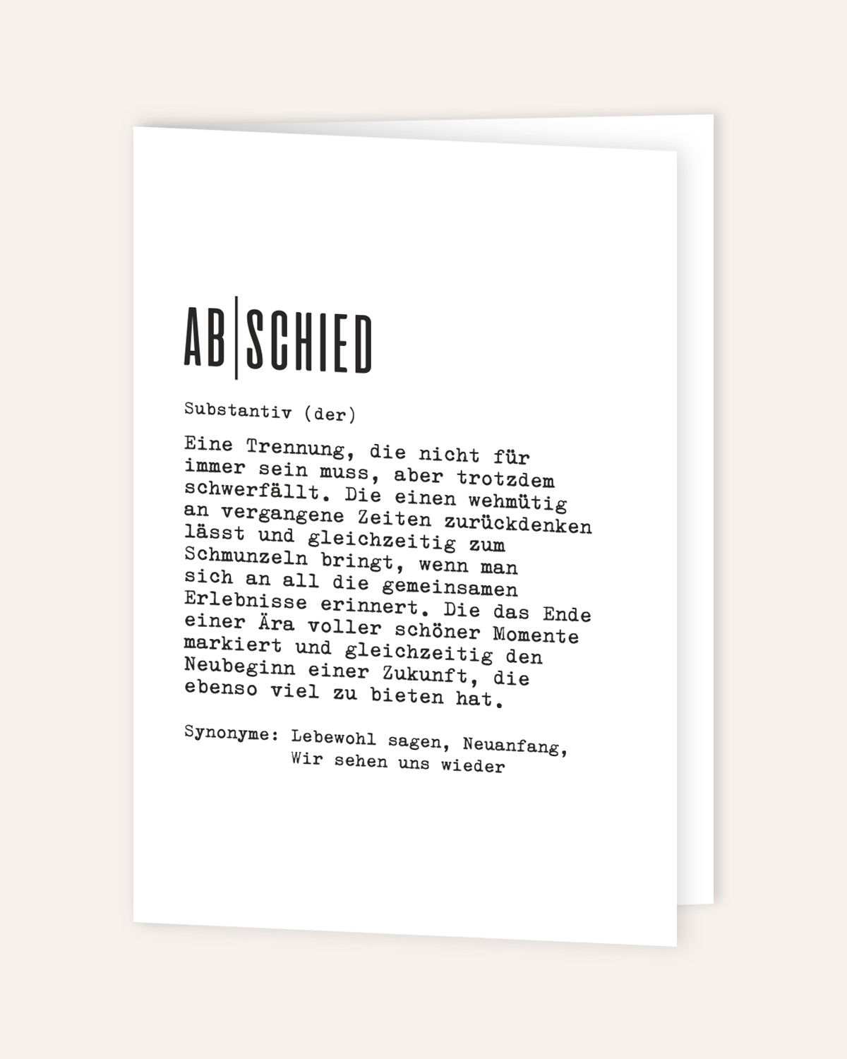 Definition Abschied - Grußkarte Grußkarte Lieblingskollegen®