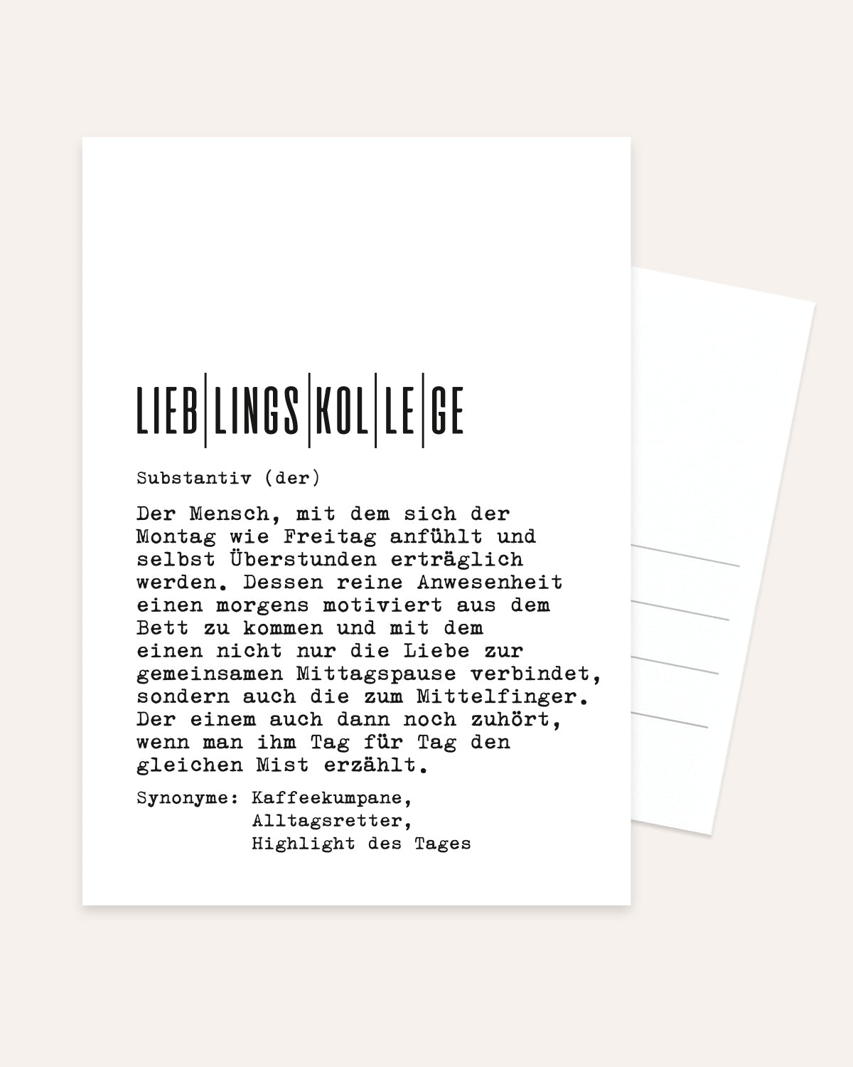 Definition Lieblingskollege - Postkarte Postkarte Lieblingskollegen®