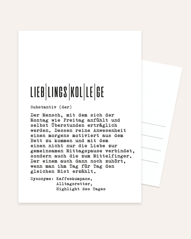 Definition Lieblingskollege - Postkarte