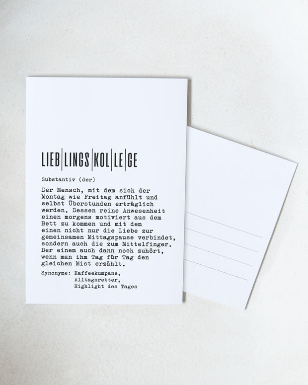 Definition Lieblingskollege - Postkarte