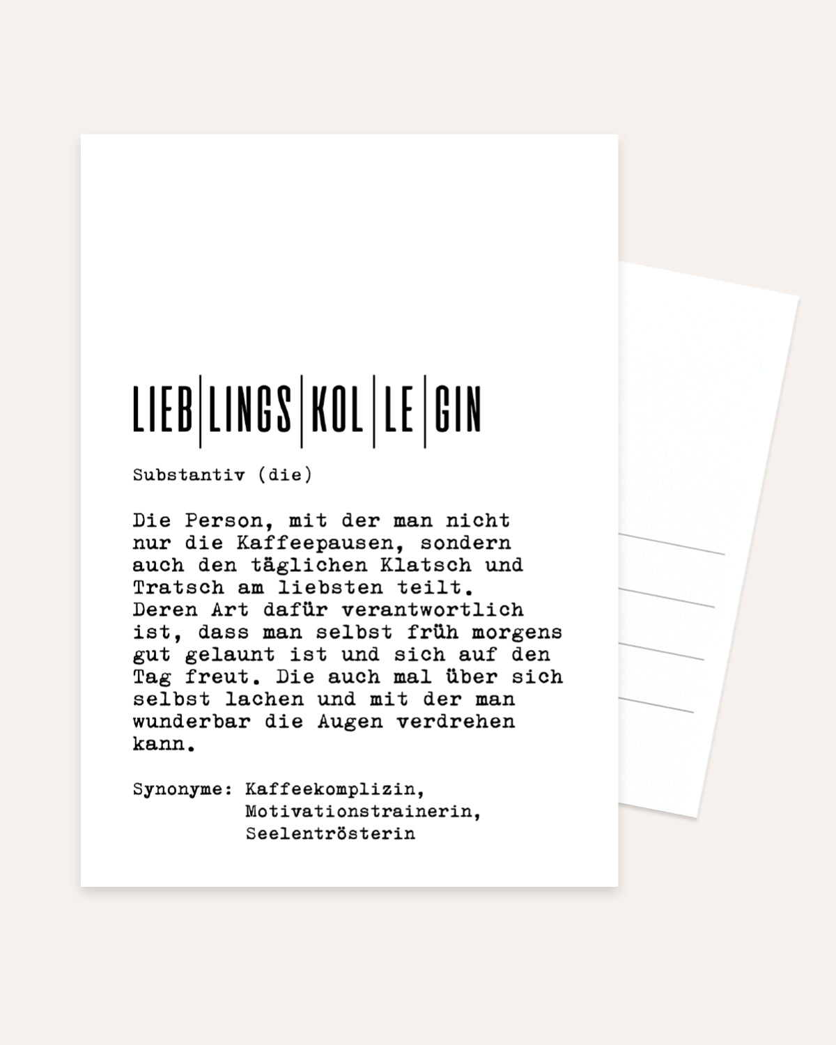 Definition Lieblingskollegin - Postkarte Postkarte Lieblingskollegen®