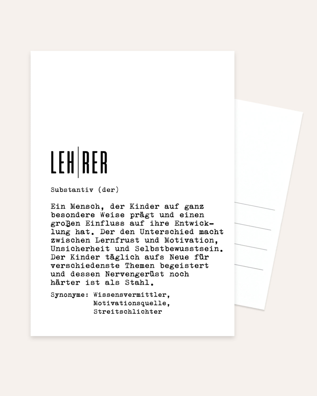 Definition Lehrer - Postkarte Postkarte Lieblingskollegen®