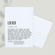 Definition Lehrer - Postkarte