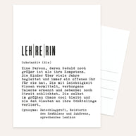 Definition Lehrerin - Postkarte