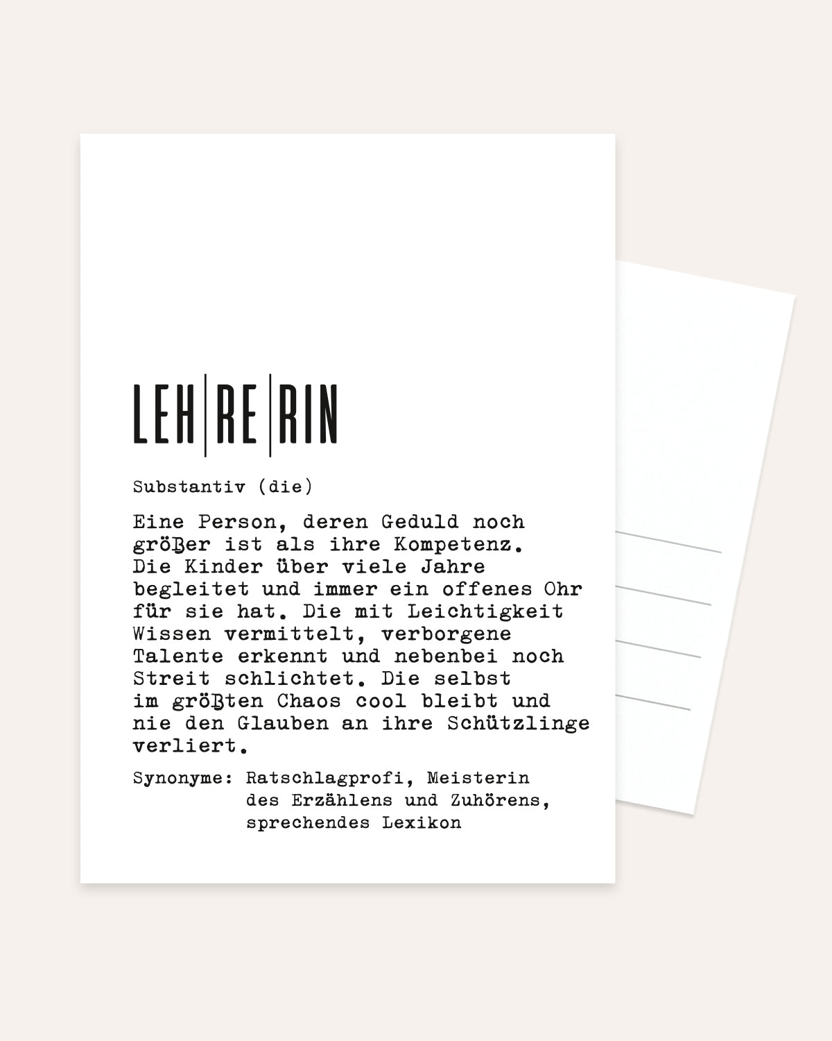 Definition Lehrerin - Postkarte Postkarte Lieblingskollegen®