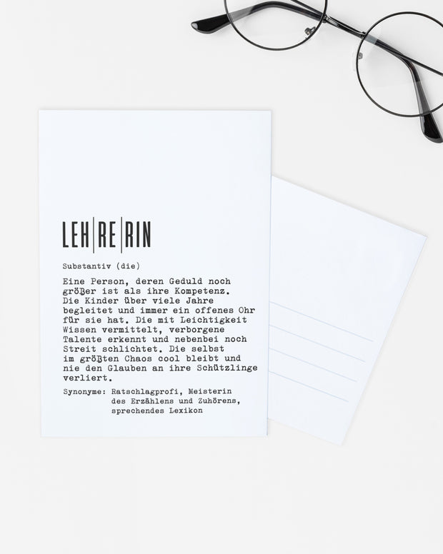 Definition Lehrerin - Postkarte