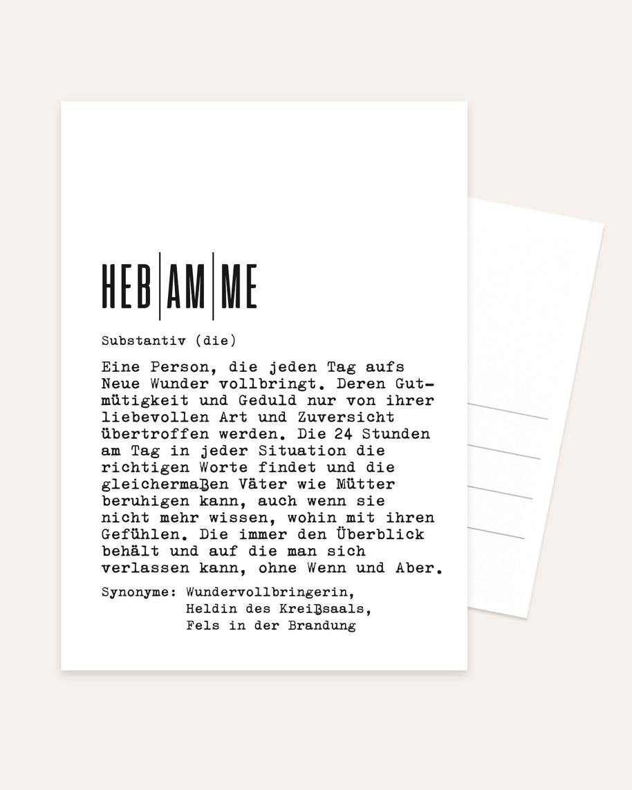 Definition Hebamme - Postkarte