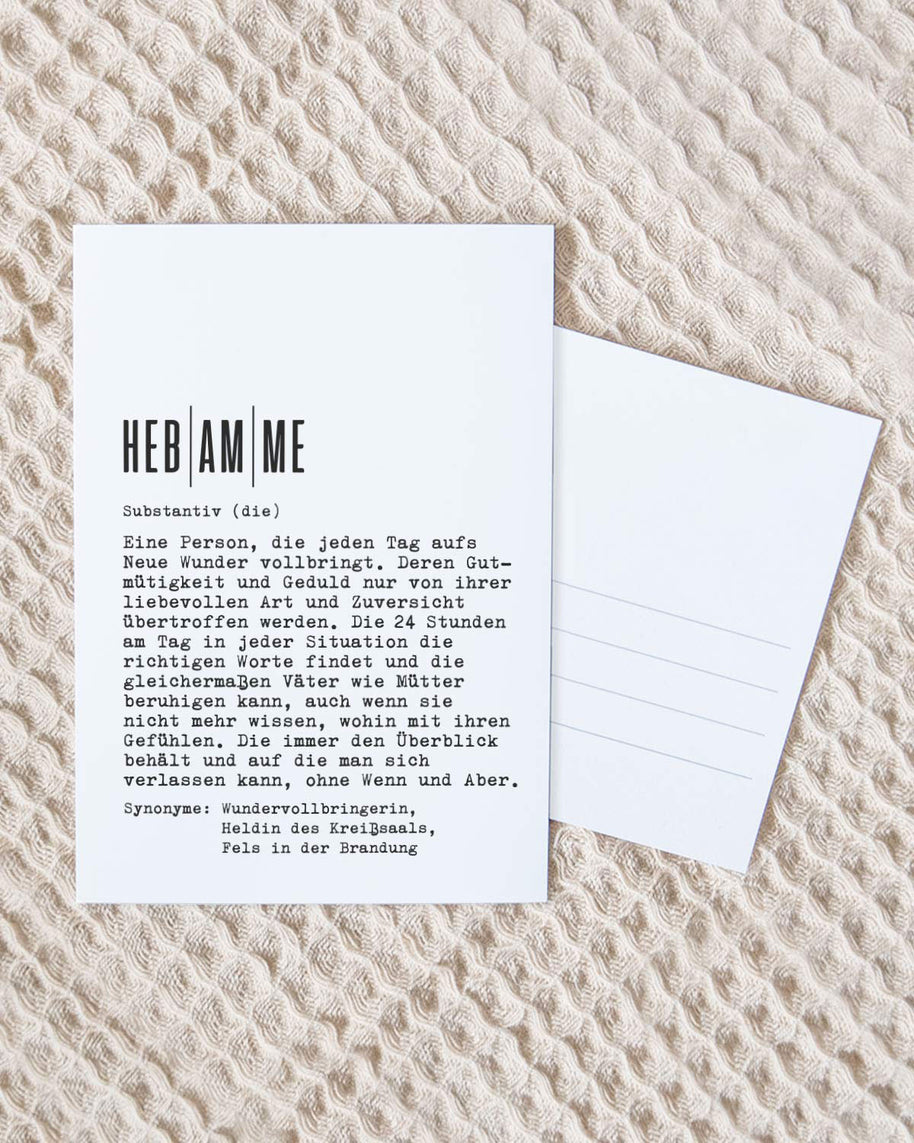Definition Hebamme - Postkarte