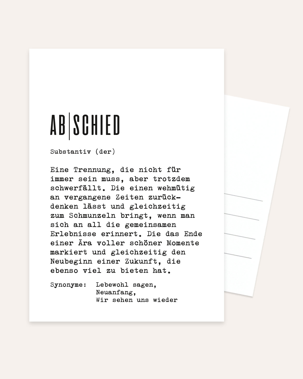 Definition Abschied - Postkarte Postkarte Lieblingsmensch®