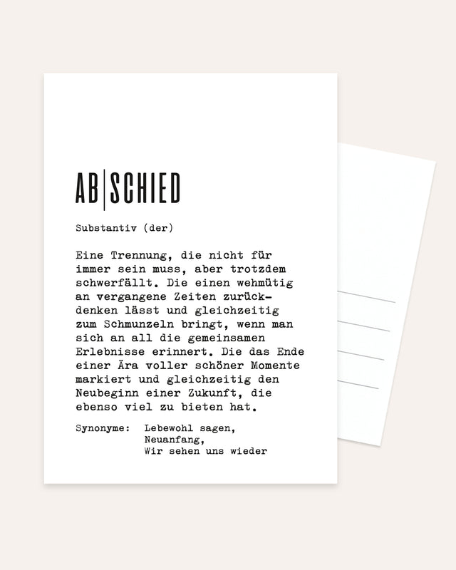 Definition Abschied - Postkarte