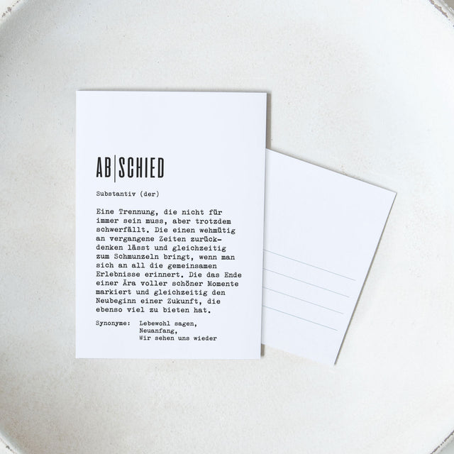 Definition Abschied - Postkarte