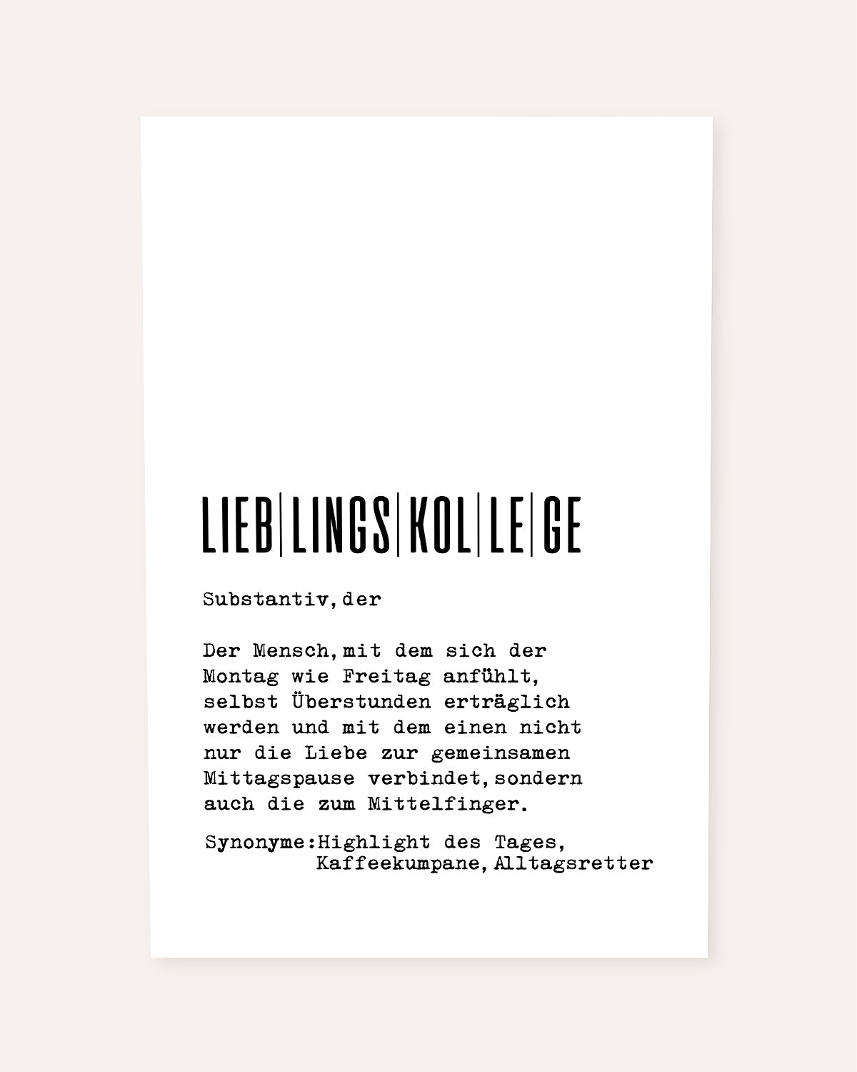 Definition Lieblingskollege - Foto-Poster Poster Lieblingskollegen®