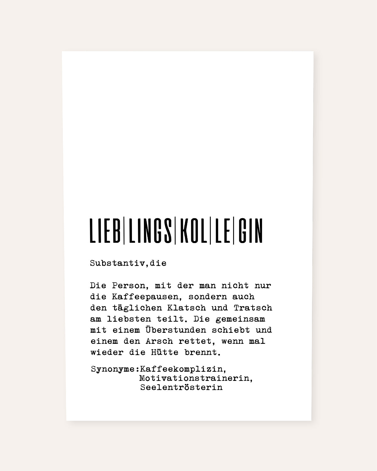 Definition Lieblingskollegin - Foto-Poster Poster Lieblingskollegen®