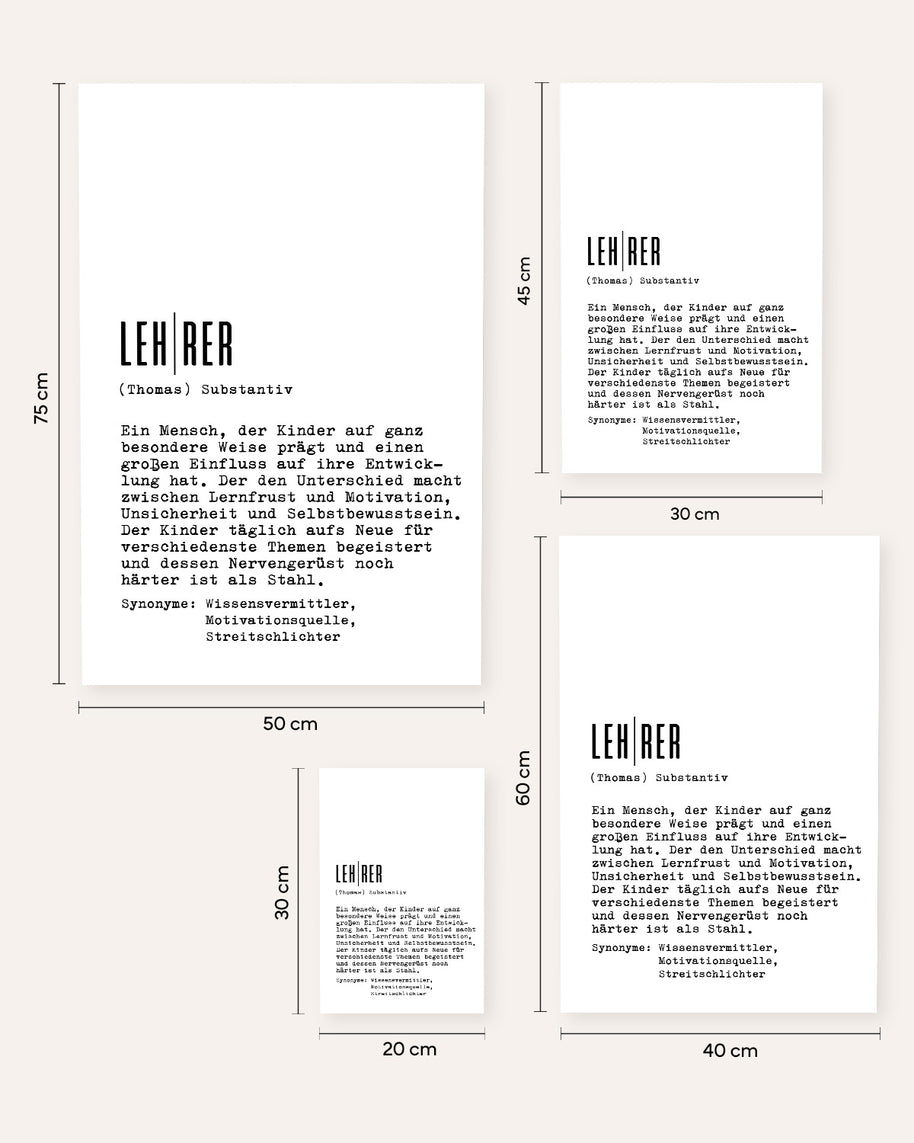 Definition Lehrer - personalisierbares Poster