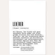 Definition Lehrer - personalisierbares Poster