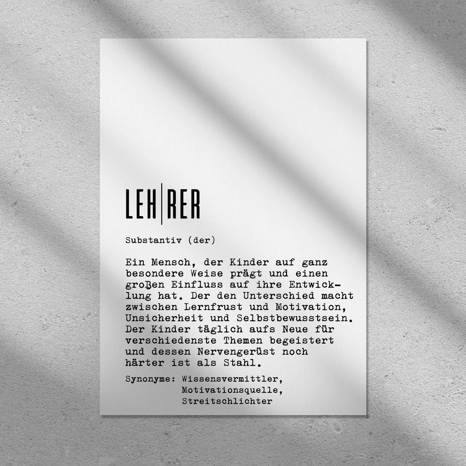 Definition Lehrer - personalisierbares Poster
