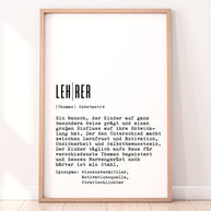 Definition Lehrer - personalisierbares Poster