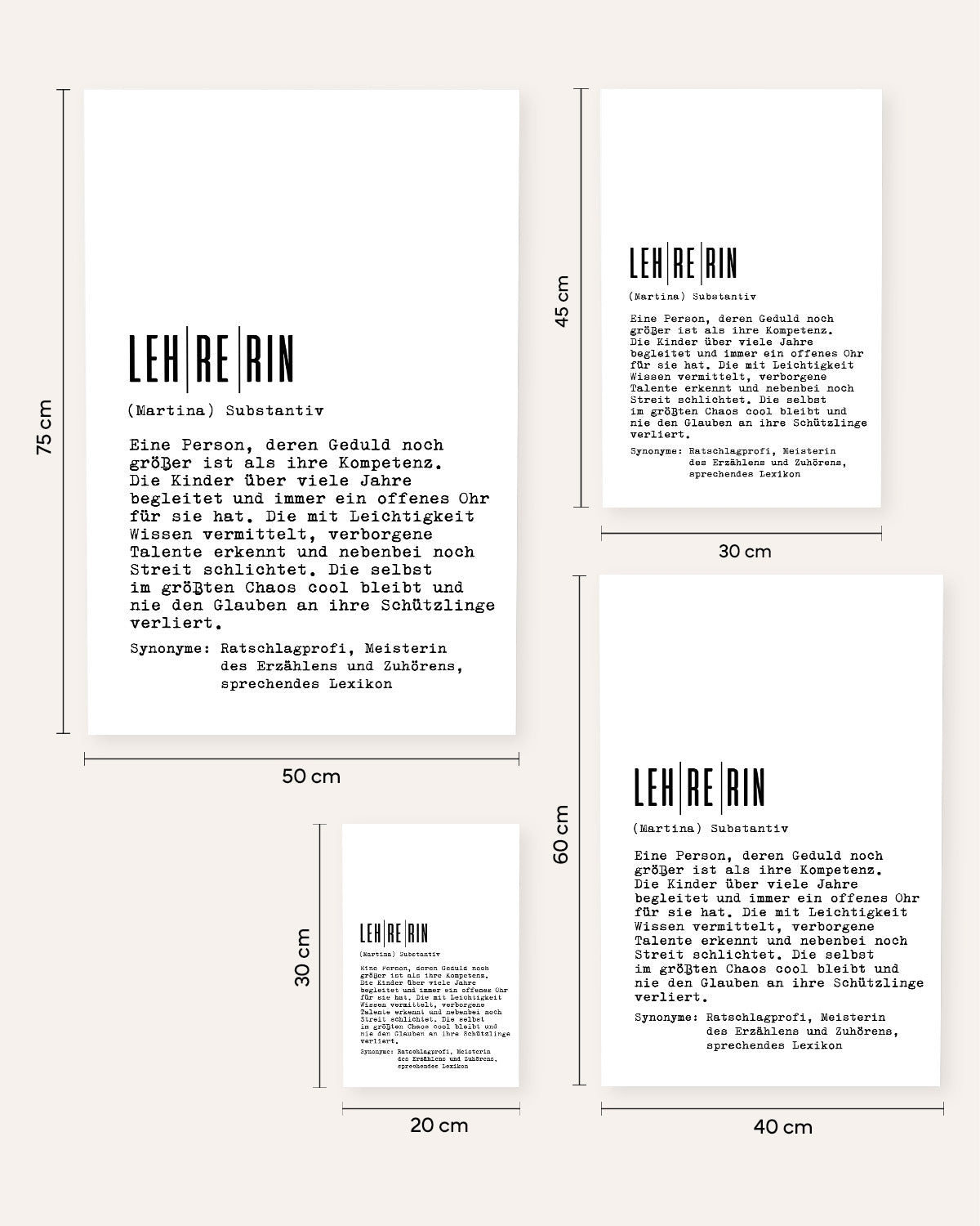 Definition Lehrerin - personalisierbares Poster Poster Lieblingskollegen®