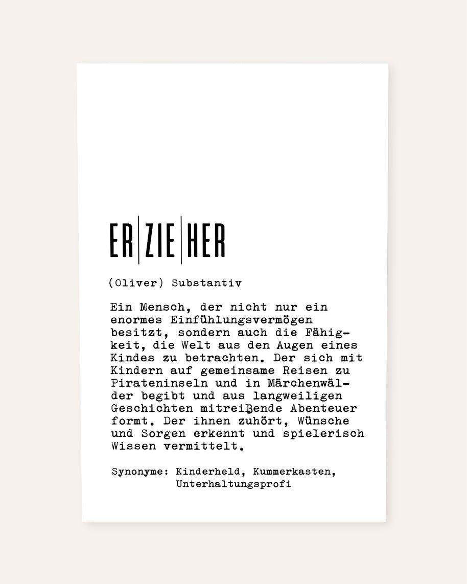 Definition Erzieher - personalisierbares Poster