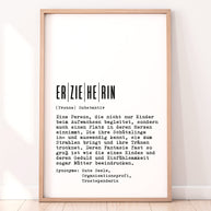 Definition Erzieherin - personalisierbares Poster