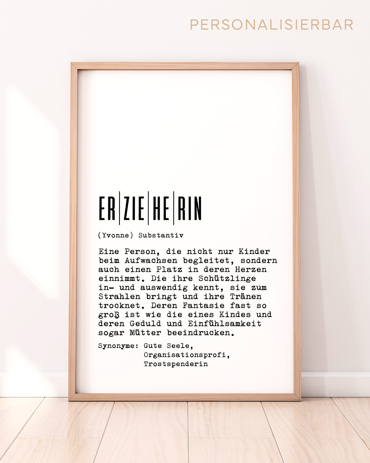 Definition Erzieherin - personalisierbares Poster Poster Lieblingskollegen®