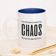 Tasse mit Spruch, Professionelle Chaos Koordinatorin, Tasse mit lustigem Spruch, witzig, für Kollegin, Mitarbeiterin, Chefin, Dunkelblau